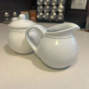 Elegant White Ceramic Creamer and Sugar Set